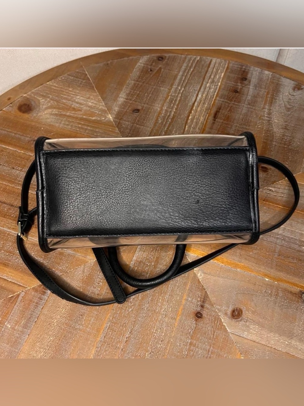Clear PVC handbag shoulder bag Satchel with Black Trim - Picture 5 of 8